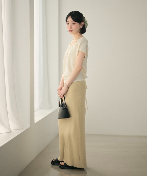 LAULEN（ローレン）の「back ribbon french sleeve tops /バックリボンフレンチスリーブトップス（Tシャツ/カットソー・レディース・アイボリー/ブラック・FREE）」の9枚目の写真