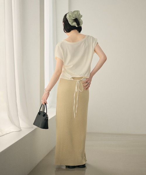 LAULEN（ローレン）の「back ribbon french sleeve tops /バックリボンフレンチスリーブトップス（Tシャツ/カットソー・レディース・アイボリー/ブラック・FREE）」の10枚目の写真