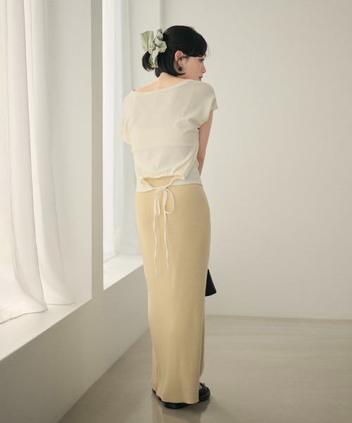 LAULEN（ローレン）の「back ribbon french sleeve tops /バックリボンフレンチスリーブトップス（Tシャツ/カットソー・レディース・アイボリー/ブラック・FREE）」の11枚目の写真