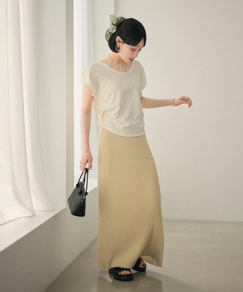 LAULEN（ローレン）の「back ribbon french sleeve tops /バックリボンフレンチスリーブトップス（Tシャツ/カットソー・レディース・アイボリー/ブラック・FREE）」の13枚目の写真