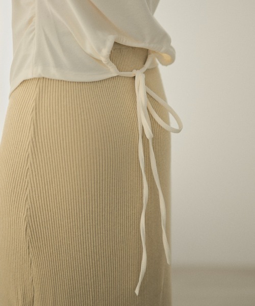 LAULEN（ローレン）の「back ribbon french sleeve tops /バックリボンフレンチスリーブトップス（Tシャツ/カットソー・レディース・アイボリー/ブラック・FREE）」の15枚目の写真