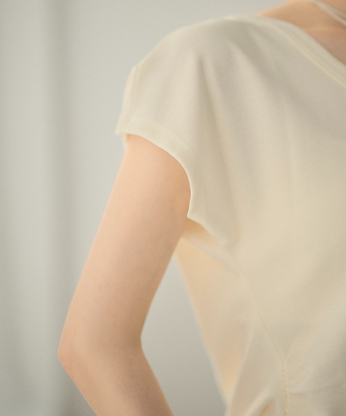 LAULEN（ローレン）の「back ribbon french sleeve tops /バックリボンフレンチスリーブトップス（Tシャツ/カットソー・レディース・アイボリー/ブラック・FREE）」の17枚目の写真