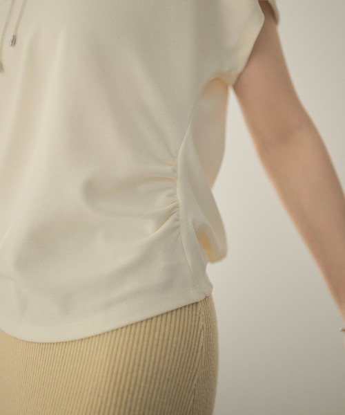 LAULEN（ローレン）の「back ribbon french sleeve tops /バックリボンフレンチスリーブトップス（Tシャツ/カットソー・レディース・アイボリー/ブラック・FREE）」の18枚目の写真