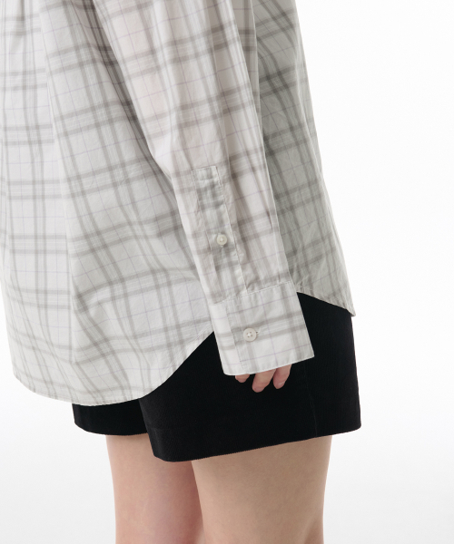 MUSINSA STANDARD WOMAN（ムシンサスタンダードウーマン）の「ウィメンズオーバーサイズチェックシャツ[クリーム]（シャツ/ブラウス・レディース・その他・SMALL/MEDIUM/LARGE/X-SMALL）」の4枚目の写真