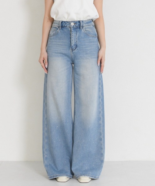 MISCH MASCH(ミッシュマッシュ)の「WEB限定 2026春夏新作 ラインストーンデザインデニムパンツ(デニムパンツ・レディース・ブルー・M/S)」の3枚目の写真