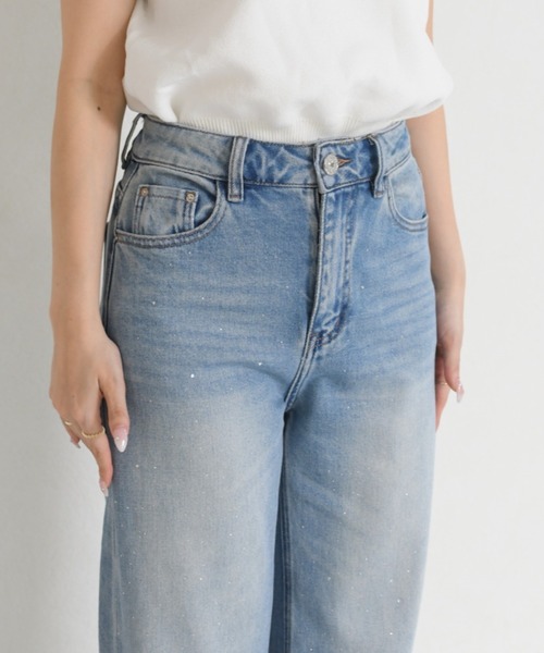 MISCH MASCH(ミッシュマッシュ)の「WEB限定 2026春夏新作 ラインストーンデザインデニムパンツ(デニムパンツ・レディース・ブルー・M/S)」の2枚目の写真