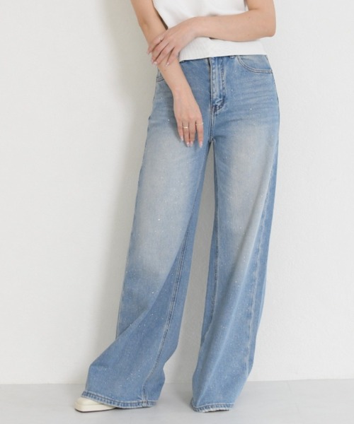 MISCH MASCH(ミッシュマッシュ)の「WEB限定 2026春夏新作 ラインストーンデザインデニムパンツ(デニムパンツ・レディース・ブルー・M/S)」の5枚目の写真