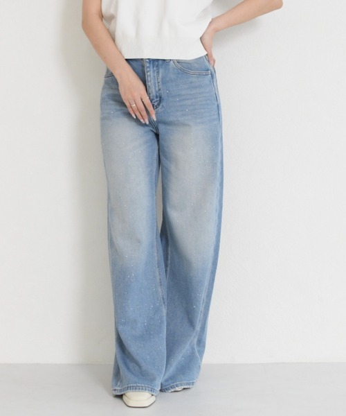 MISCH MASCH(ミッシュマッシュ)の「WEB限定 2026春夏新作 ラインストーンデザインデニムパンツ(デニムパンツ・レディース・ブルー・M/S)」の6枚目の写真