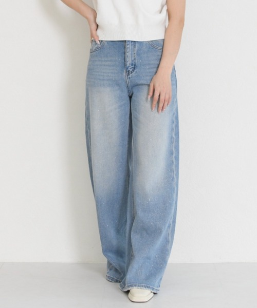 MISCH MASCH(ミッシュマッシュ)の「WEB限定 2026春夏新作 ラインストーンデザインデニムパンツ(デニムパンツ・レディース・ブルー・M/S)」の4枚目の写真