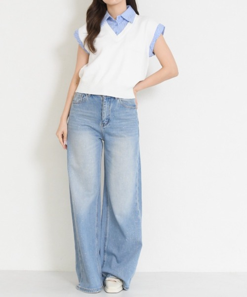 MISCH MASCH(ミッシュマッシュ)の「WEB限定 2026春夏新作 ラインストーンデザインデニムパンツ(デニムパンツ・レディース・ブルー・M/S)」の10枚目の写真