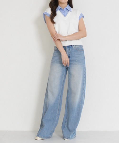 MISCH MASCH(ミッシュマッシュ)の「WEB限定 2026春夏新作 ラインストーンデザインデニムパンツ(デニムパンツ・レディース・ブルー・M/S)」の9枚目の写真