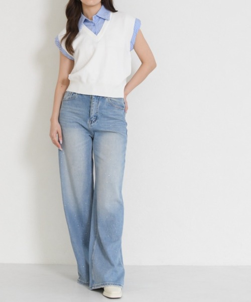 MISCH MASCH(ミッシュマッシュ)の「WEB限定 2026春夏新作 ラインストーンデザインデニムパンツ(デニムパンツ・レディース・ブルー・M/S)」の11枚目の写真