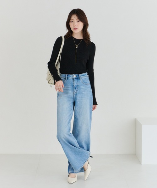 MISCH MASCH（ミッシュマッシュ）の「2026春夏新作 一部店舗限定 ラインストーンデザインデニムパンツ（デニムパンツ・レディース・ブルー・M/S）」の22枚目の写真
