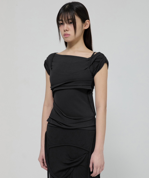 FLAREUP（フレアアップ）の「Layered Bustier T-Shirt (FL-108_Black)（Tシャツ/カットソー・レディース・ブラック・OS）」の2枚目の写真