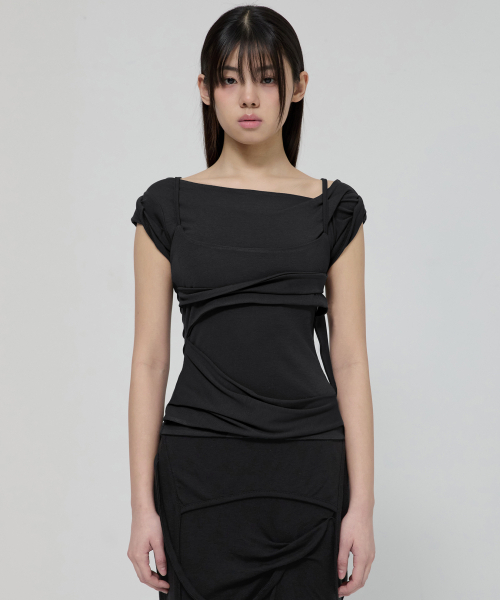 FLAREUP（フレアアップ）の「Layered Bustier T-Shirt (FL-108_Black)（Tシャツ/カットソー・レディース・ブラック・OS）」の3枚目の写真