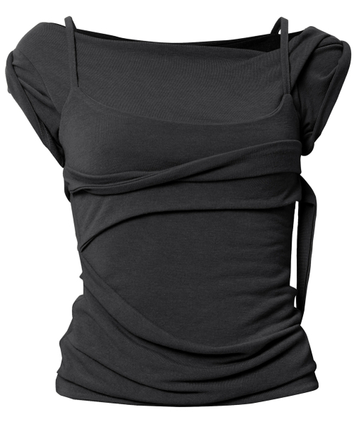 FLAREUP（フレアアップ）の「Layered Bustier T-Shirt (FL-108_Black)（Tシャツ/カットソー・レディース・ブラック・OS）」の6枚目の写真