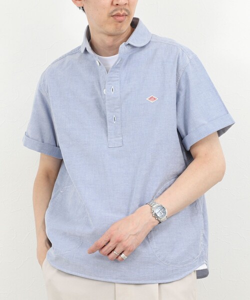 DANTON(ダントン)の「【DANTON/ダントン】ROUND COLLAR P.O SHIRT SS 26SS(DT-B0284 SOX)(シャツ/ブラウス・メンズ・ブルー/ホワイト/キナリ・38/40/42/44)」の3枚目の写真