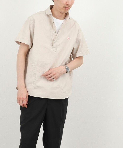 DANTON(ダントン)の「【DANTON/ダントン】ROUND COLLAR P.O SHIRT SS 26SS(DT-B0284 SOX)(シャツ/ブラウス・メンズ・ブルー/ホワイト/キナリ・38/40/42/44)」の15枚目の写真