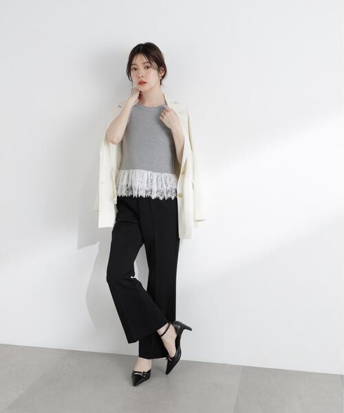 PROPORTION BODY DRESSING(プロポーションボディドレッシング)の「【中川紅葉さん着用】<a>レースペプラムタンク / 1216169502(Tシャツ/カットソー・レディース・ホワイト/グレー系その他/ネイビー・FREE)」の7枚目の写真
