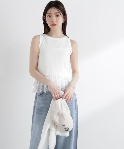 PROPORTION BODY DRESSING(プロポーションボディドレッシング)の「【中川紅葉さん着用】<a>レースペプラムタンク / 1216169502(Tシャツ/カットソー・レディース・ホワイト/グレー系その他/ネイビー・FREE)」の21枚目の写真