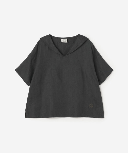 ORCIVAL(オーシバル)の「ORCIVAL | リネン 半袖セーラーシャツ WOMEN(シャツ/ブラウス・レディース・ネイビー/チャコール/オフホワイト・1)」の2枚目の写真