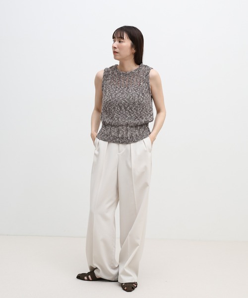 select MOCA(セレクトモカ)の「ミックス編みサマーニットベスト(ベスト・レディース・ベージュ/オフホワイト/ブラック・FREE)」の6枚目の写真
