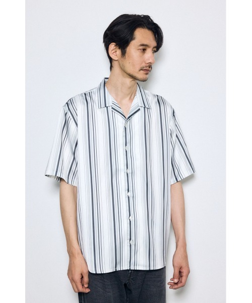 AZUL by moussy(アズールバイマウジー)の「マルチストライプ半袖シャツ(シャツ/ブラウス・メンズ・ホワイト系その他/ブルー系その他/ブラック系その他・MEDIUM/LARGE)」の12枚目の写真
