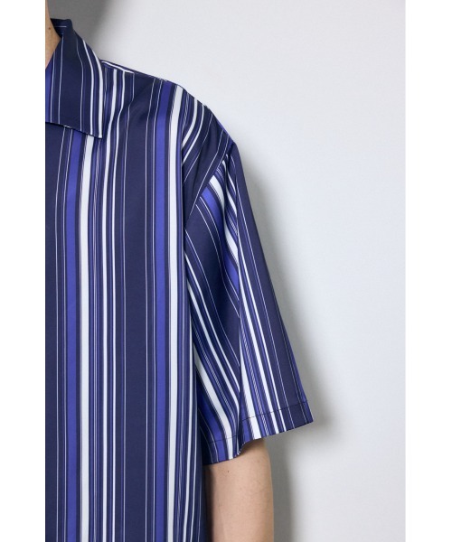 AZUL by moussy(アズールバイマウジー)の「マルチストライプ半袖シャツ(シャツ/ブラウス・メンズ・ホワイト系その他/ブルー系その他/ブラック系その他・MEDIUM/LARGE)」の9枚目の写真
