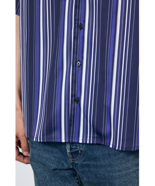 AZUL by moussy(アズールバイマウジー)の「マルチストライプ半袖シャツ(シャツ/ブラウス・メンズ・ホワイト系その他/ブルー系その他/ブラック系その他・MEDIUM/LARGE)」の10枚目の写真