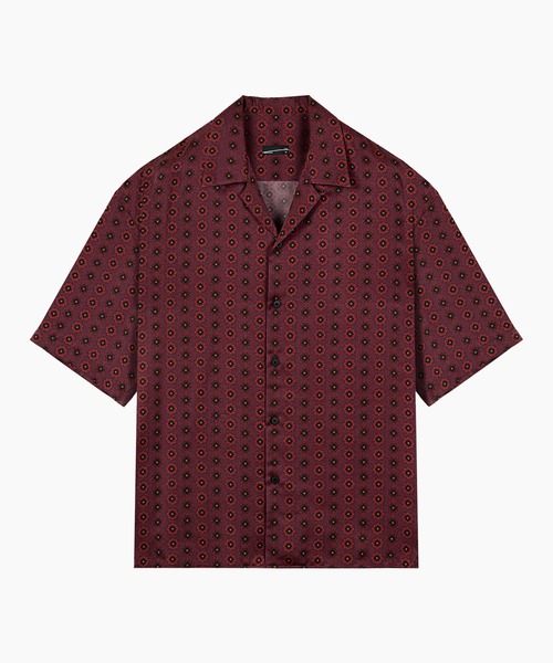 LAD MUSICIAN(ラッドミュージシャン)の「SILKY SATIN INKJET OCTAGON OPEN COLLAR SHORT SLEEVE SHIRT(シャツ/ブラウス・メンズ・ワイン・44/42/46)」の1枚目の写真