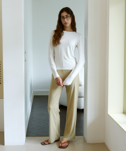 38COMEONCOMMON（38カモンコモン）の「Rib Knit Pants (Olive)（その他パンツ・レディース・その他・FREE）」の2枚目の写真