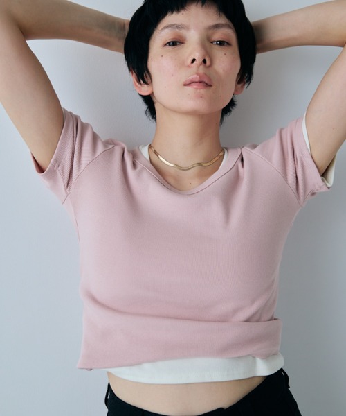 VION(ヴィオン)の「ミニマルフィットティー / Minimal Fit TEE(Tシャツ/カットソー・レディース・ピンク/ブラウン/ホワイト・FREE)」の5枚目の写真
