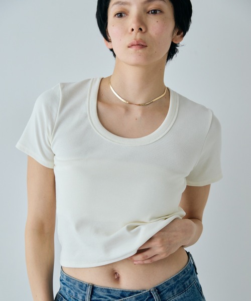 VION(ヴィオン)の「ミニマルフィットティー / Minimal Fit TEE(Tシャツ/カットソー・レディース・ピンク/ブラウン/ホワイト・FREE)」の12枚目の写真