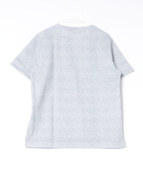 m.f.editorial（エムエフエディトリアル）の「【ストレッチ プリントＴ】m.f.エディトリアル メンズ チェック クルーネック 半袖 Tシャツ（Tシャツ/カットソー・メンズ・ネイビー/ライトグレー・MEDIUM/LARGE/X-LARGE）」の3枚目の写真