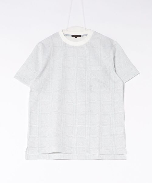 m.f.editorial（エムエフエディトリアル）の「【ストレッチ プリントＴ】m.f.エディトリアル メンズ チェック クルーネック 半袖 Tシャツ（Tシャツ/カットソー・メンズ・ネイビー/ライトグレー・MEDIUM/LARGE/X-LARGE）」の14枚目の写真