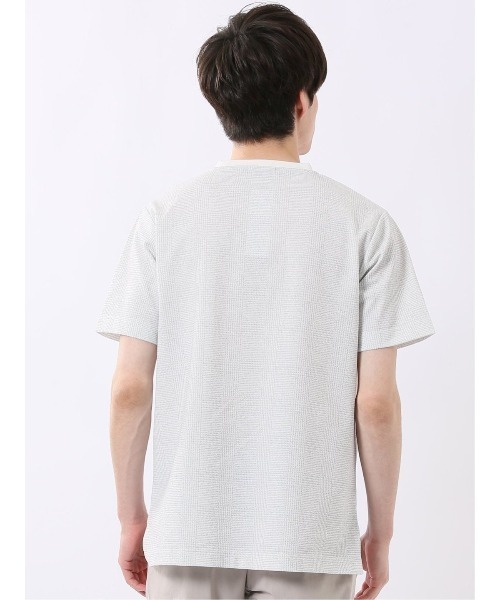 m.f.editorial（エムエフエディトリアル）の「【ストレッチ プリントＴ】m.f.エディトリアル メンズ チェック クルーネック 半袖 Tシャツ（Tシャツ/カットソー・メンズ・ネイビー/ライトグレー・MEDIUM/LARGE/X-LARGE）」の5枚目の写真