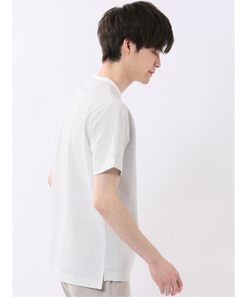 m.f.editorial（エムエフエディトリアル）の「【ストレッチ プリントＴ】m.f.エディトリアル メンズ チェック クルーネック 半袖 Tシャツ（Tシャツ/カットソー・メンズ・ネイビー/ライトグレー・MEDIUM/LARGE/X-LARGE）」の6枚目の写真