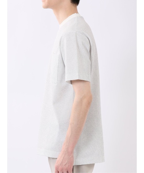 m.f.editorial（エムエフエディトリアル）の「【ストレッチ プリントＴ】m.f.エディトリアル メンズ チェック クルーネック 半袖 Tシャツ（Tシャツ/カットソー・メンズ・ネイビー/ライトグレー・MEDIUM/LARGE/X-LARGE）」の9枚目の写真