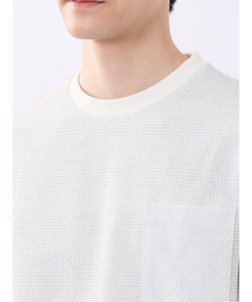 m.f.editorial（エムエフエディトリアル）の「【ストレッチ プリントＴ】m.f.エディトリアル メンズ チェック クルーネック 半袖 Tシャツ（Tシャツ/カットソー・メンズ・ネイビー/ライトグレー・MEDIUM/LARGE/X-LARGE）」の11枚目の写真
