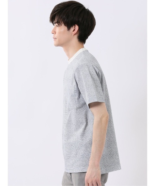 m.f.editorial（エムエフエディトリアル）の「【ストレッチ プリントＴ】m.f.エディトリアル メンズ チェック クルーネック 半袖 Tシャツ（Tシャツ/カットソー・メンズ・ネイビー/ライトグレー・MEDIUM/LARGE/X-LARGE）」の15枚目の写真