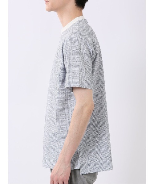 m.f.editorial（エムエフエディトリアル）の「【ストレッチ プリントＴ】m.f.エディトリアル メンズ チェック クルーネック 半袖 Tシャツ（Tシャツ/カットソー・メンズ・ネイビー/ライトグレー・MEDIUM/LARGE/X-LARGE）」の20枚目の写真