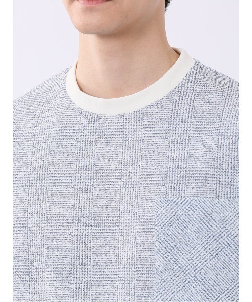 m.f.editorial（エムエフエディトリアル）の「【ストレッチ プリントＴ】m.f.エディトリアル メンズ チェック クルーネック 半袖 Tシャツ（Tシャツ/カットソー・メンズ・ネイビー/ライトグレー・MEDIUM/LARGE/X-LARGE）」の22枚目の写真