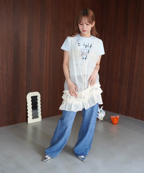 SANSeLF(サンセルフ)の「【SANSeLF】フロントリボンシアーフリルトップス saw26s078(その他トップス・レディース・アイボリー・FREE)」の10枚目の写真