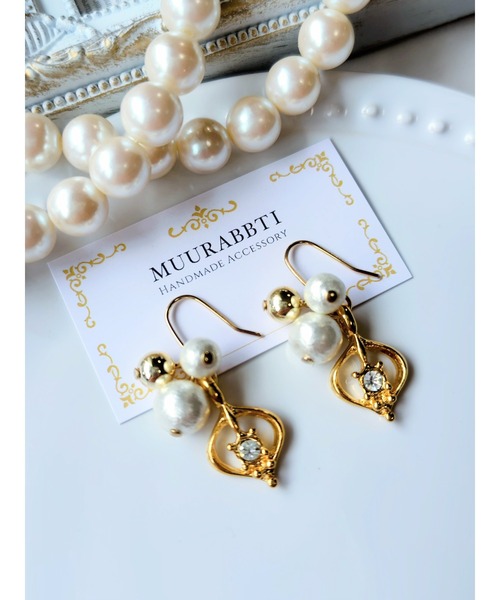 VIBGYOR(ヴィブジョー)の「【MUURABBTI】コットンパールのエレガントピアス(MA)(ピアス(両耳用)・レディース・ゴールド・FREE)」の3枚目の写真