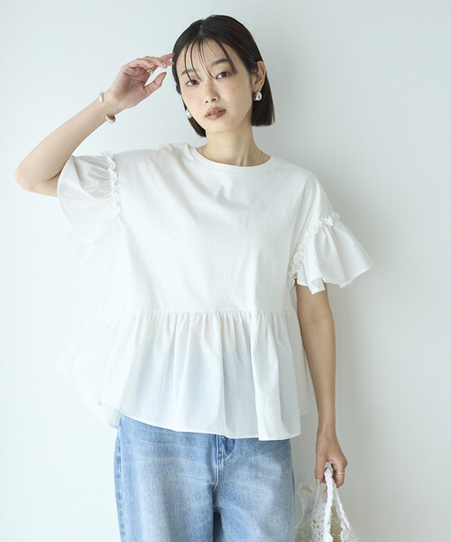 Firsthand(ファーストハンド)の「Firsthand/ファーストハンド オーガニックコットン フリルスリーブ Tシャツ(Tシャツ/カットソー・レディース・ブラック/ピンク/ホワイト・FREE)」の5枚目の写真