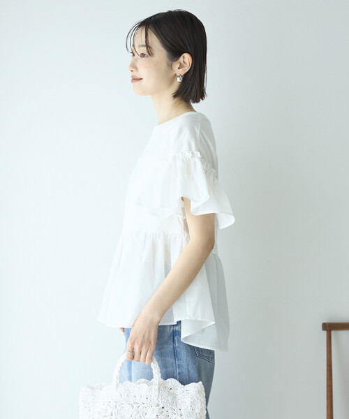 Firsthand(ファーストハンド)の「Firsthand/ファーストハンド オーガニックコットン フリルスリーブ Tシャツ(Tシャツ/カットソー・レディース・ブラック/ピンク/ホワイト・FREE)」の6枚目の写真
