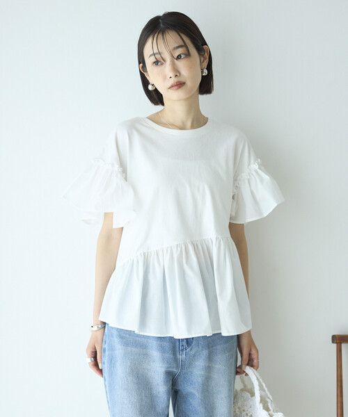 Firsthand(ファーストハンド)の「Firsthand/ファーストハンド オーガニックコットン フリルスリーブ Tシャツ(Tシャツ/カットソー・レディース・ブラック/ピンク/ホワイト・FREE)」の10枚目の写真