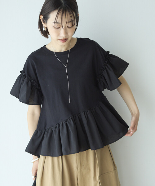 Firsthand(ファーストハンド)の「Firsthand/ファーストハンド オーガニックコットン フリルスリーブ Tシャツ(Tシャツ/カットソー・レディース・ブラック/ピンク/ホワイト・FREE)」の6枚目の写真