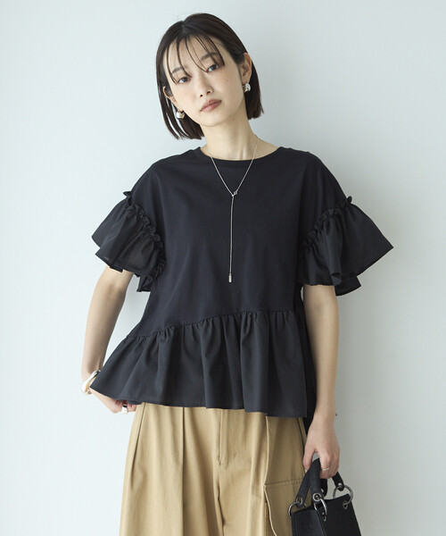Firsthand(ファーストハンド)の「Firsthand/ファーストハンド オーガニックコットン フリルスリーブ Tシャツ(Tシャツ/カットソー・レディース・ブラック/ピンク/ホワイト・FREE)」の7枚目の写真
