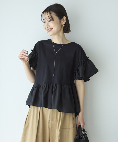 Firsthand(ファーストハンド)の「Firsthand/ファーストハンド オーガニックコットン フリルスリーブ Tシャツ(Tシャツ/カットソー・レディース・ブラック/ピンク/ホワイト・FREE)」の9枚目の写真